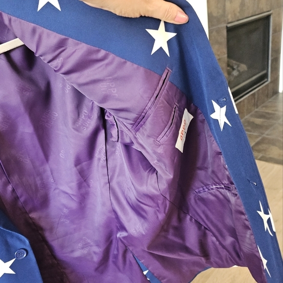OpposuitsBlazer Adult  Blue White Stars Print Sport Coat Jacket us 42 - Picture 13 of 16